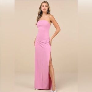 NWT - Lulus Women Infamous Icon Light Pink Strapless Column Maxi Dress